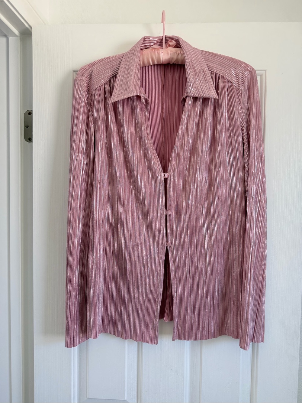 NWOT Sabina Musayev Rigel Pleated Foil Blouse Pink Size Small - Picture 6 of 13